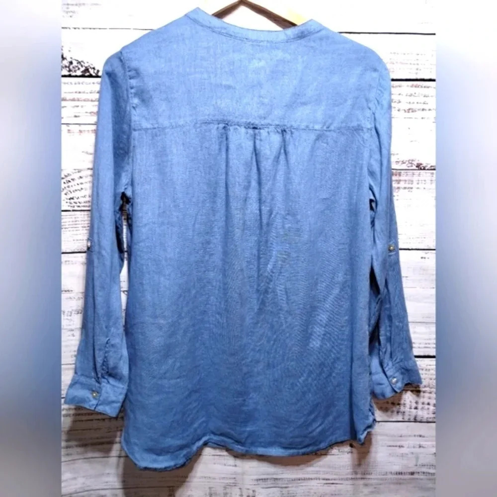 Sigrid Olsen Button Down Blouse Blue size Medium … - image 4